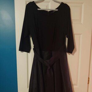 Eshakti Plus Knit and Dupioni Social Evening Mid Calf Dress